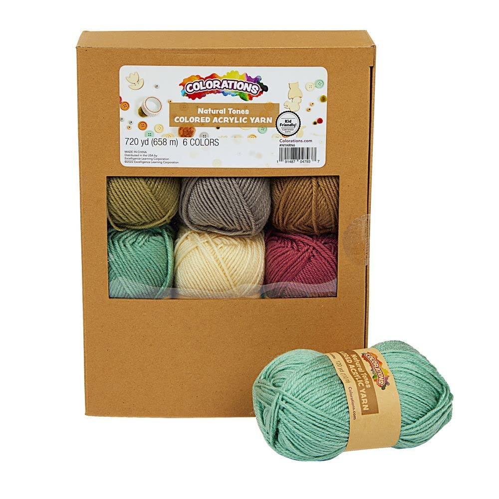 imageColorations Natural Tones Colored Acrylic Yarn  120 Yards 6 Colors