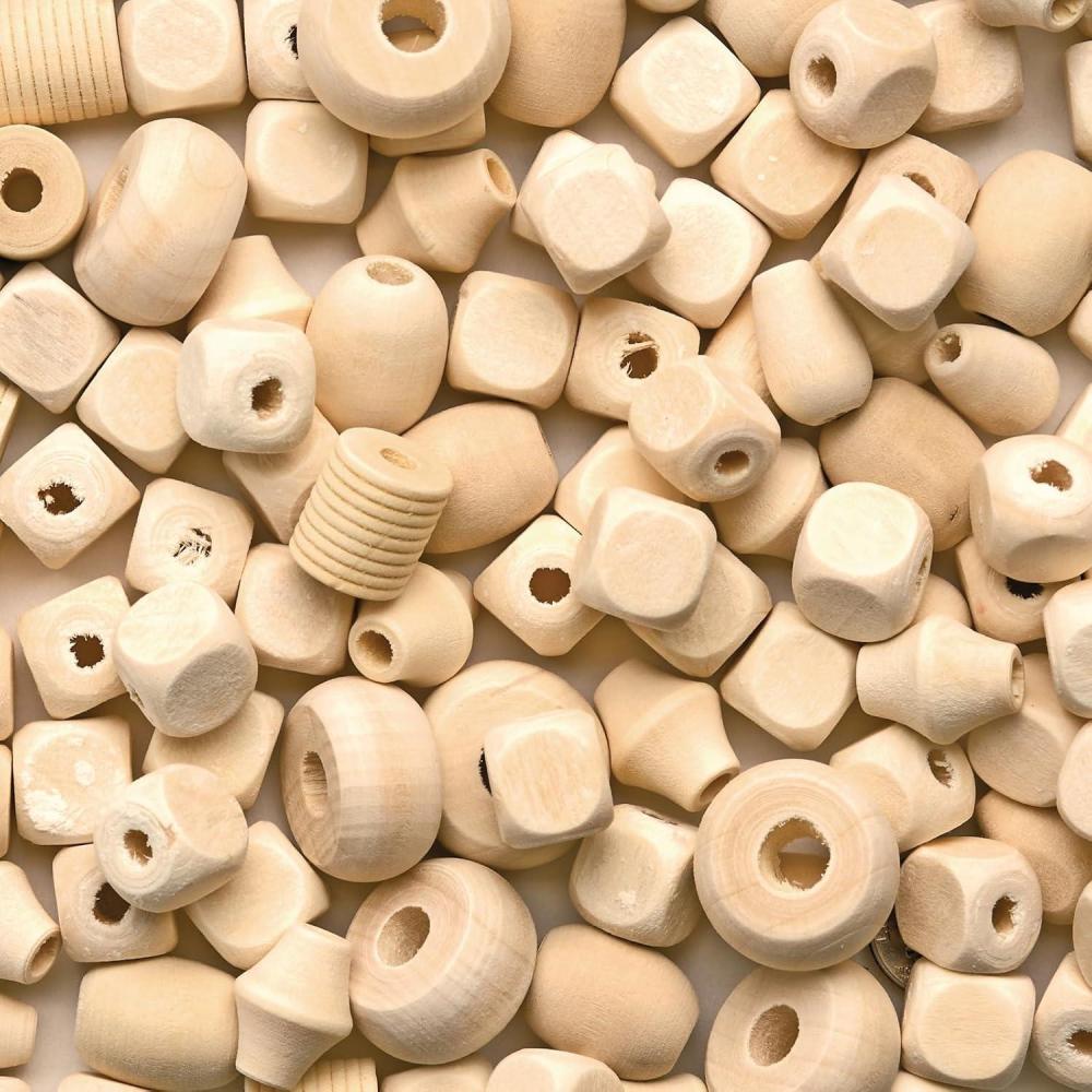 imageColorations Paint M Beads 1 lb Approx 250 Beads Natural Unfinished Paint your own Beads Craft Projects Crafts for Kids Jewelry Making Hair Accessories Key Chains Ornaments