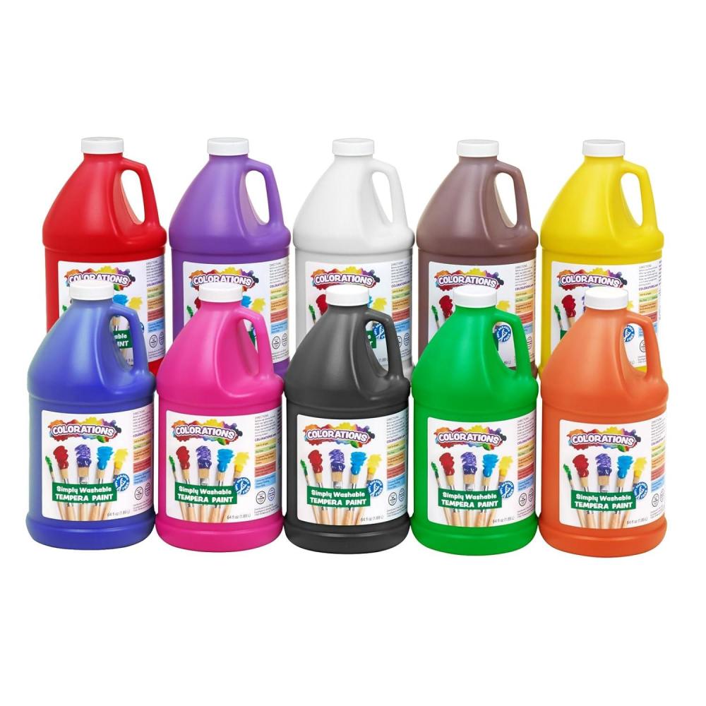 imageColorations ParabenFree Simply Washable Tempera Paint for Kids  12 Gallon Value Size Vibrant Brown NonToxic and Made in The USAAssorted  Set of 10
