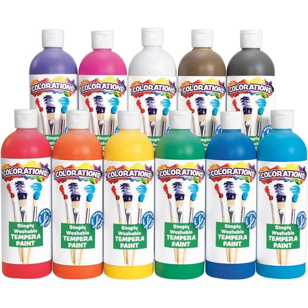 imageColorations Simply Washable Tempera Paint Rainbow Plus 8 Pack Matte Finish Classroom Supplies Vibrant Colors Non Toxic Washes Off Easily School Craft Art Supply Set 16 oz BottlesAssorted  11 Colors