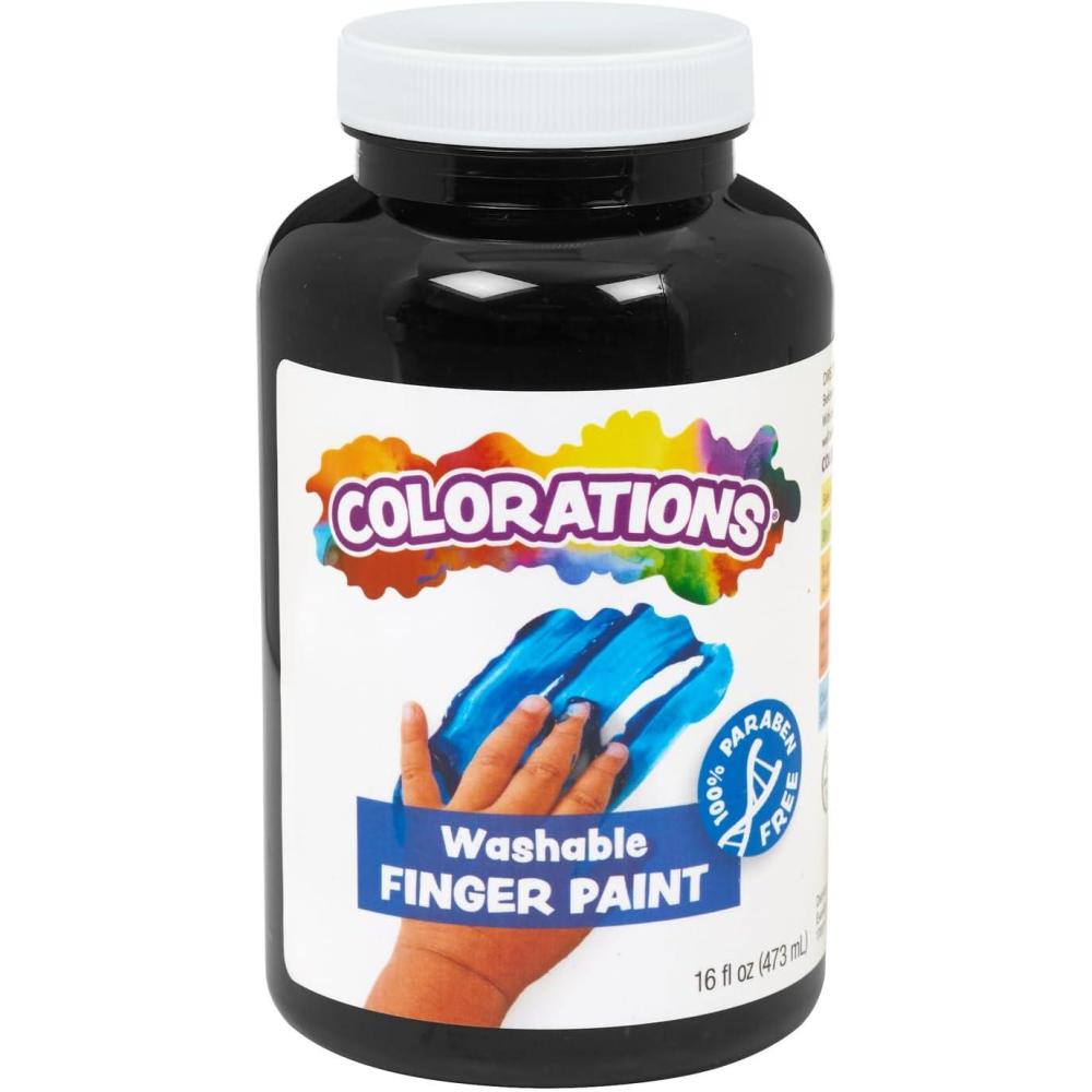 imageColorations Washable Finger Paints 16 fl oz Brown NonToxic Creamy Vibrant Kids Paint Craft Hobby Fun Art Supplies Young kids finger painting hand paintingBlack