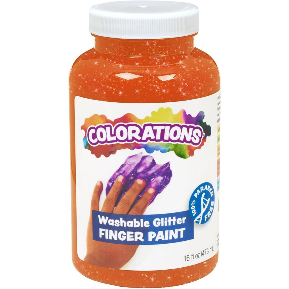 imageColorations Washable Finger Paints 16 fl oz Brown NonToxic Creamy Vibrant Kids Paint Craft Hobby Fun Art Supplies Young kids finger painting hand paintingOrange