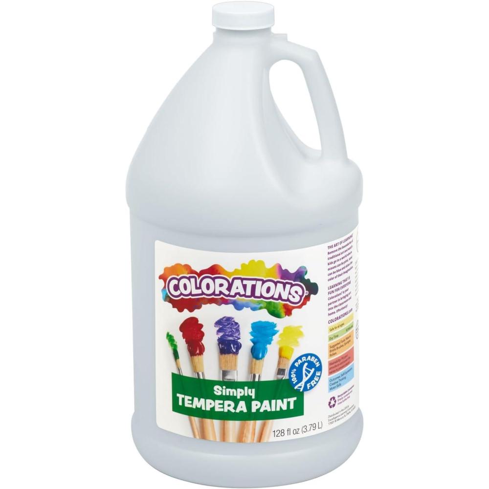 imageColorations Washable Tempera Paint Classroom Art Supplies School Paints Gallon Size 12 Colors Non Toxic Bright Bold Color Kids Paint Craft Hobby Fun Crafting Supply Paint SetWhite