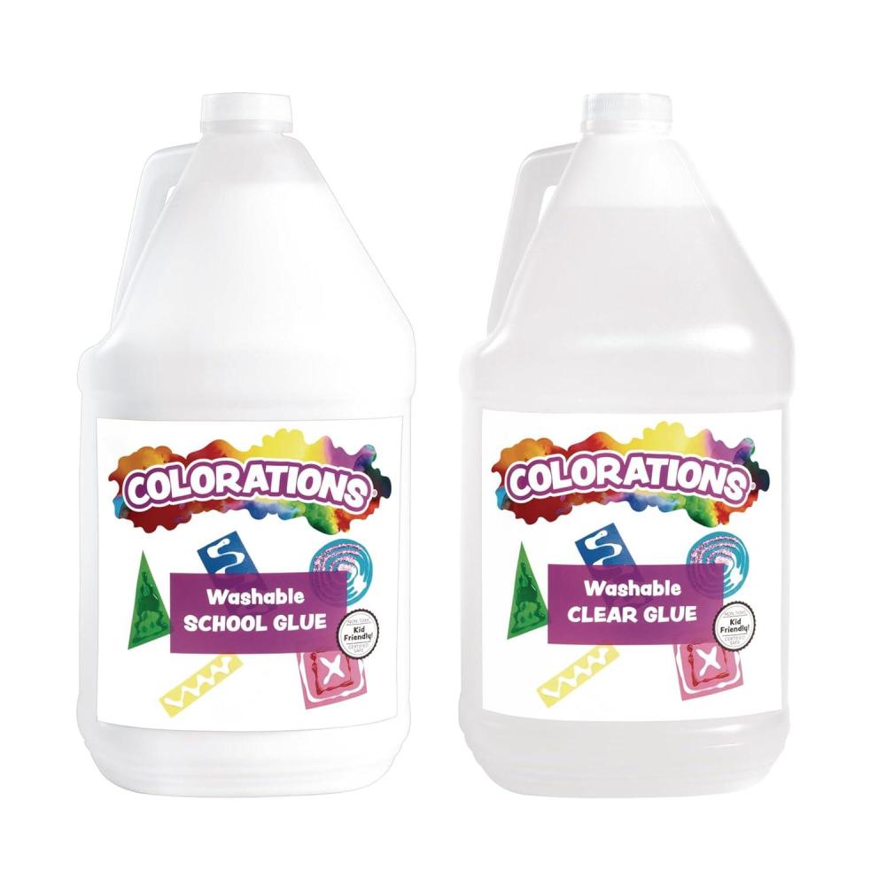 imageColorations White School Glue 1 Gallon Washable Non Toxic Kids Glue Classroom Supplies Art Supplies Crafting Glue for Children Collaging Arts ampamp Crafts Item  LCWGWhite and Clear