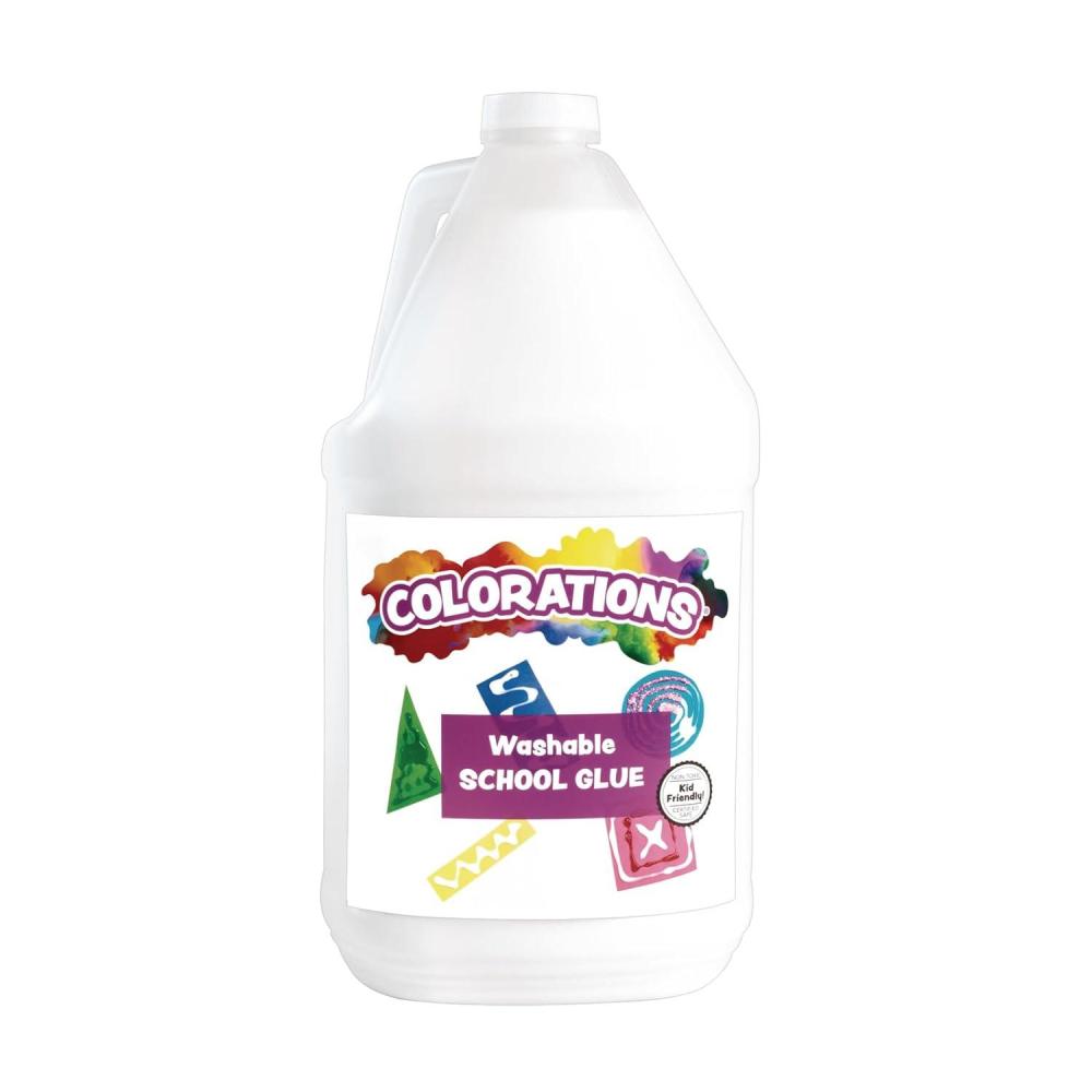 imageColorations White School Glue 1 Gallon Washable Non Toxic Kids Glue Classroom Supplies Art Supplies Crafting Glue for Children Collaging Arts ampamp Crafts Item  LCWGWhite