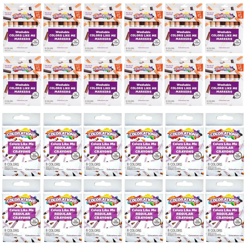 imageColors Like Me Markers ampamp Crayons 24 Sets Each 8 Colors Assortment of Realistic Skin Tones Easy for Small Hands to Grasp and Apply