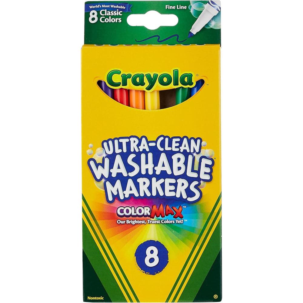 imageCrayola UltraClean Washable Markers Color Max Fine Line Classic Colors 8 Ea