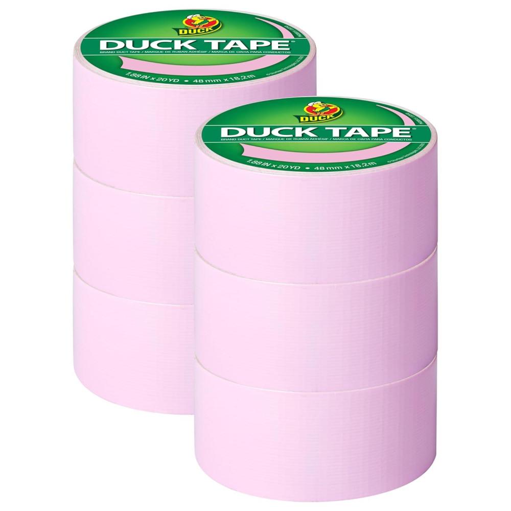 imageDuck Brand 280621 Metallic Color Duct Tape Chrome 188 Inches x 10 Yards Single Roll 188quot x 10 ydBaby Pink