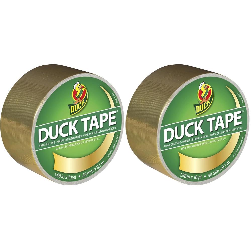 imageDuck Brand 280621 Metallic Color Duct Tape Chrome 188 Inches x 10 Yards Single Roll 188quot x 10 ydMetallic Gold
