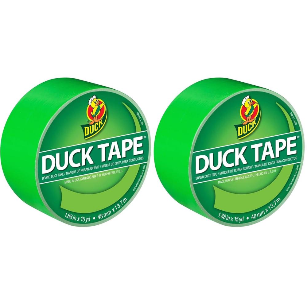imageDuck Brand 280621 Metallic Color Duct Tape Chrome 188 Inches x 10 Yards Single Roll 188quot x 10 ydNeon Lime Green