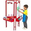 Colorations 4WAPE Adjustable Indoor-Outdoor Metal Frame Easel with Paint-on Acrylic Panels for Four Children(3-Station  Red)