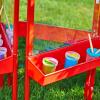 Colorations 4WAPE Adjustable Indoor-Outdoor Metal Frame Easel with Paint-on Acrylic Panels for Four Children(3-Station  Red)