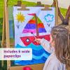 Colorations 4WAPE Adjustable Indoor-Outdoor Metal Frame Easel with Paint-on Acrylic Panels for Four Children(3-Station  Tan)