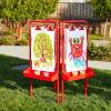 Colorations 4WAPE Adjustable Indoor-Outdoor Metal Frame Easel with Paint-on Acrylic Panels for Four Children(4-Station  Red)