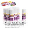 Colorations® Large Premium White Washable Glue Sticks in a Tray, Set of 12, 0.88 oz each, Glues Dries Clear & is Acid Free, Non Toxic & Washable Glue, Use at School, Home, Office & Craft Projects(White)