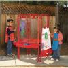 Colorations 4WAPE Adjustable Indoor-Outdoor Metal Frame Easel with Paint-on Acrylic Panels for Four Children(4-Station  Red)
