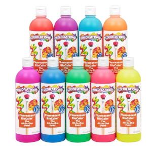 Colorations BioColor Paint, Fluorescent, 16 oz, Set of 9, Washable, Non-Toxic, Kids Paint, School Art Supplies(Assorted  Set of 9)