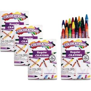 Colorations Crayons, 24 Colors, Non Toxic Crayons, Crayons for Kids, Crayons for Toddlers, Kids Crayons, Coloring, Drawing, Toddler Crayons, Toddler Art Supplies, Preschool Crayons(4 Packs)