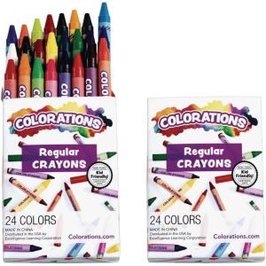 Colorations Crayons, 24 Colors, Non Toxic Crayons, Crayons for Kids, Crayons for Toddlers, Kids Crayons, Coloring, Drawing, Toddler Crayons, Toddler Art Supplies, Preschool Crayons(2 Packs)