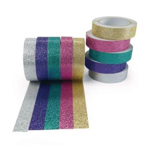 Colorations® Glitter Craft Tape, Set of 5 Glitter Colors, 2 of each, 5/8″ wide, 9 feet long, Decorative Craft Tape, Do-It-Yourself Project, Craft Tape, Apply to Paper, Metal, Wood, Ceramic Crafts