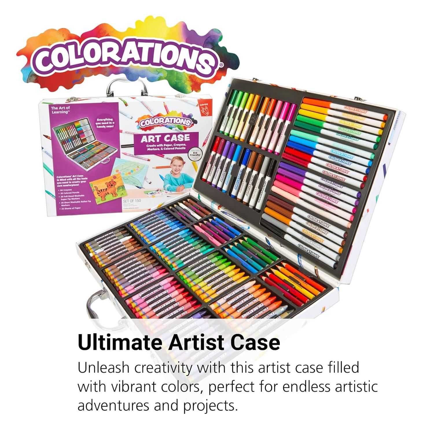imageColorations  Creative Artist Case  150 pcs  Markers Crayons Colored Pencils Paper Art Set for Kids Coloring Kit Washable