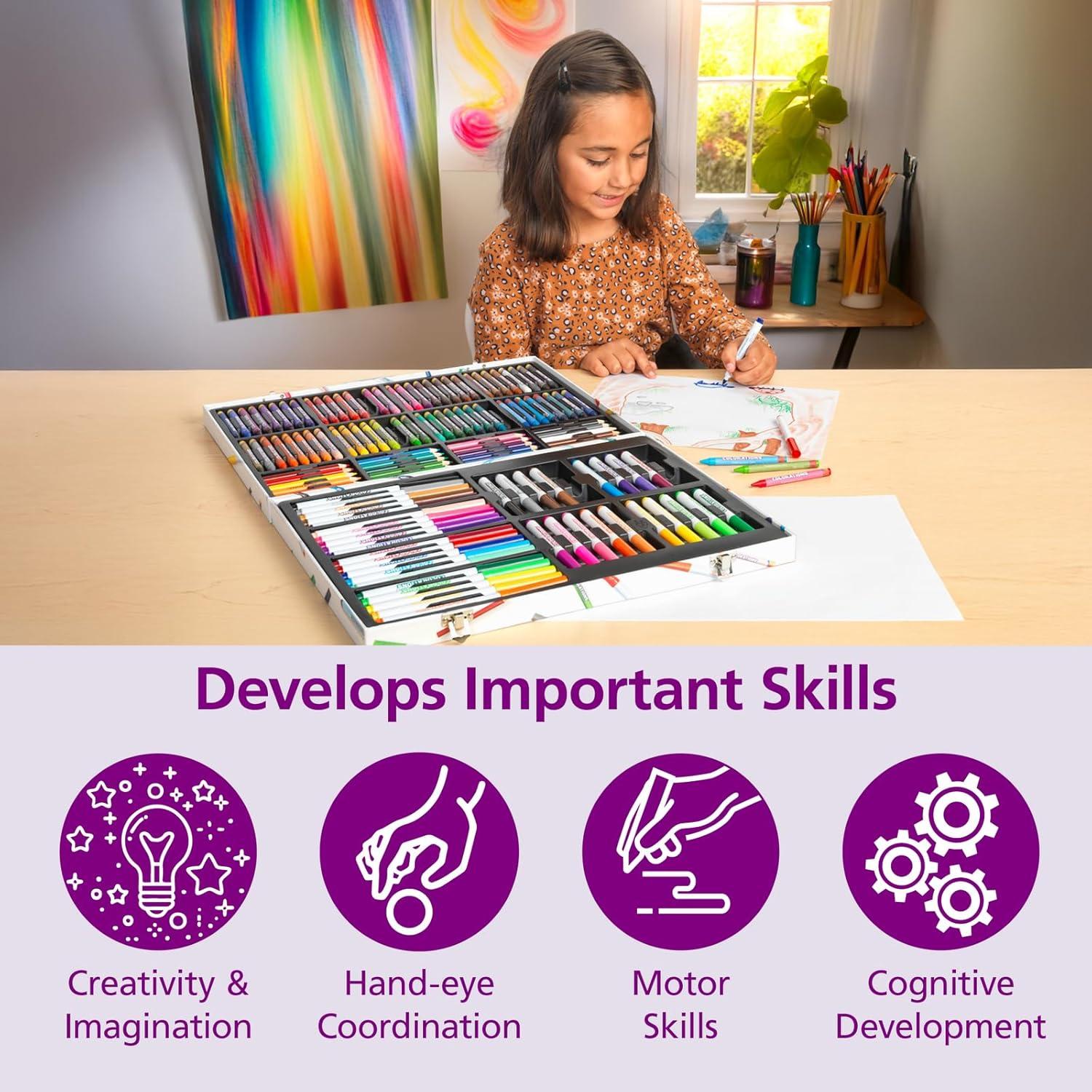 imageColorations  Creative Artist Case  150 pcs  Markers Crayons Colored Pencils Paper Art Set for Kids Coloring Kit Washable