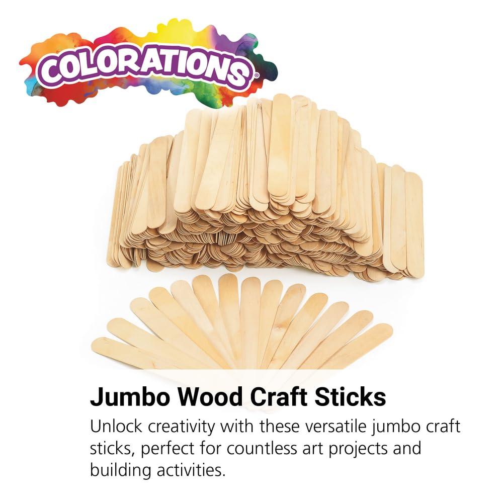 imageColorations Jumbo Wood Craft Sticks 500 Pieces  Natural Wood Craft Sticks for Building Sorting Mixing Counting  Each One Measures 8 Long  Great for Kids Crafts and Projects NJUMBO