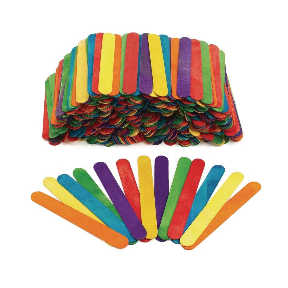 imageColorations Jumbo Colored Wood Craft Sticks Tongue Depressors 500 Pieces All Natural  1mm Thick 8 inches x 1 inch Each