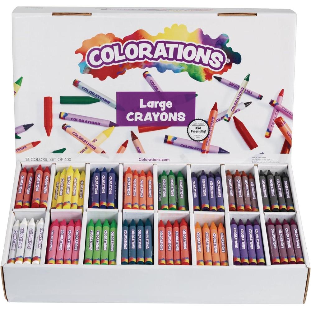 imageColorations Large Crayon Classroom Pack 400 Count 16 Colors NonToxic Kids School Supplies  Bulk Jumbo Crayons for Toddlers Arts and Crafts400 Count Pack of 1