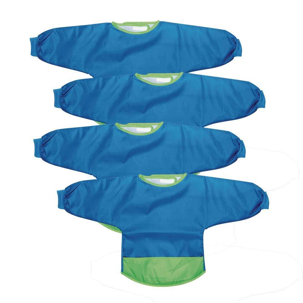 imageColorations Long Sleeve Polyester Set of 4 Machine Washable 30quot Wide and 16quot Long Soft and  Kids Smock Crafting Smock Smock for Children Painting Smock