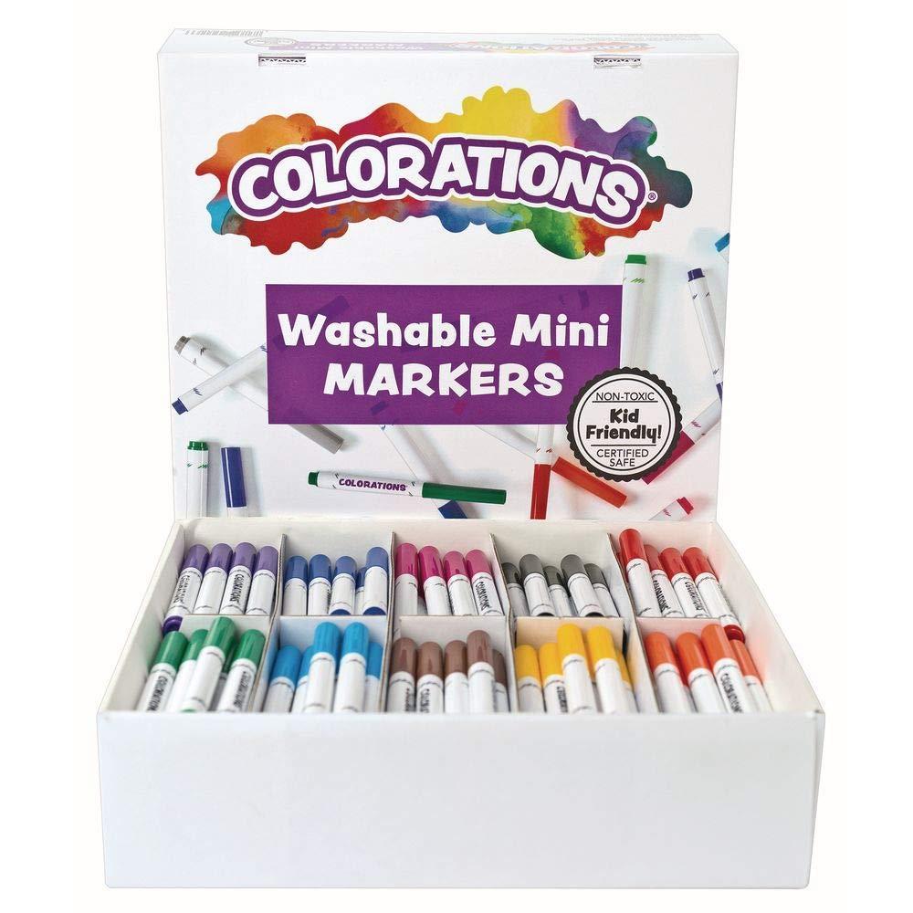 imageColorations Washable Mini Markers 200 Markers 10 Colors Coloring Paper Kids Drawing Bold Colors Classroom Preschool Art Supplies School Supplies Craft Projects