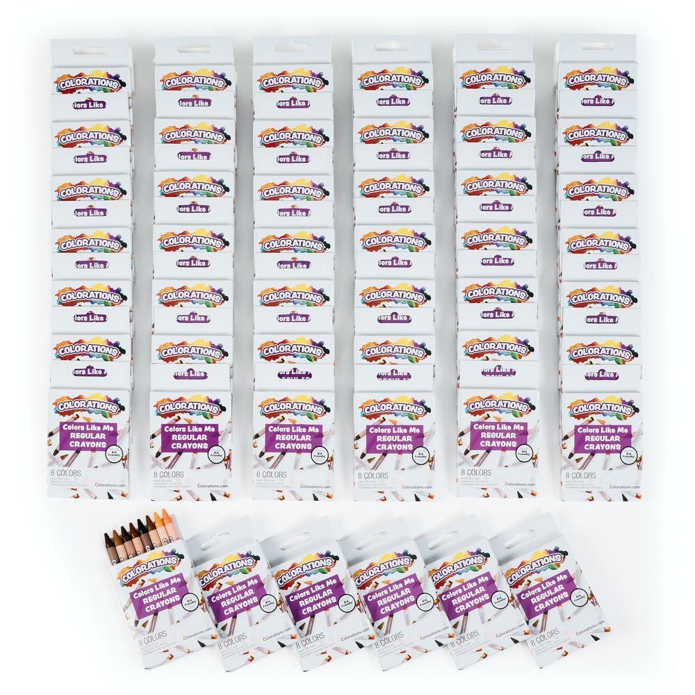 imageColors Like me Crayons 48 Packs of 8 Colors Regular Size Assortment of 8 Realistic Skin Tones Easy for Small Hands to Grasp and ApplyCrayons