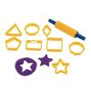 Colorations Geo Shapes Dough Cutters and Rolling Pin, Set of 9, 8 Different Shapes & The Roller, Use with Playing Dough, Dough Cutter Shapes, Great Starter Set for Using Modeling Dough, Learn Shapes