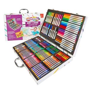 Colorations – Creative Artist Case – 150 pcs – Markers, Crayons, Colored Pencils, Paper, Art Set for Kids, Coloring Kit, Washable