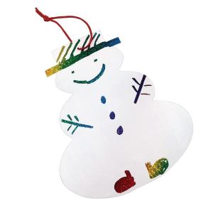 Colorations Scratch Art Snowman Ornaments with Red Strings, Set of 20, Stylus not included, 7 inches x 6 inches, Christmas, Holidays, Winter, Decorations, for Kids, Arts & Crafts, Group Project, Party