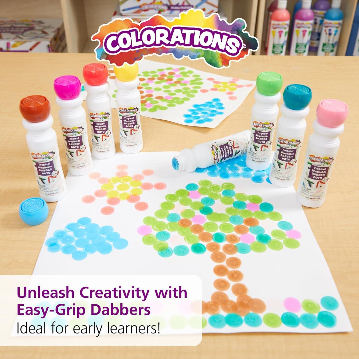 imageColorations 8 Dot Markers Dab Markers Dot Markers Dabber Washable Non Toxic Art Craft Art Supplies Coloring Drawing Preschool Bingo Daubers Dotters Tropical Color Markers for Kids