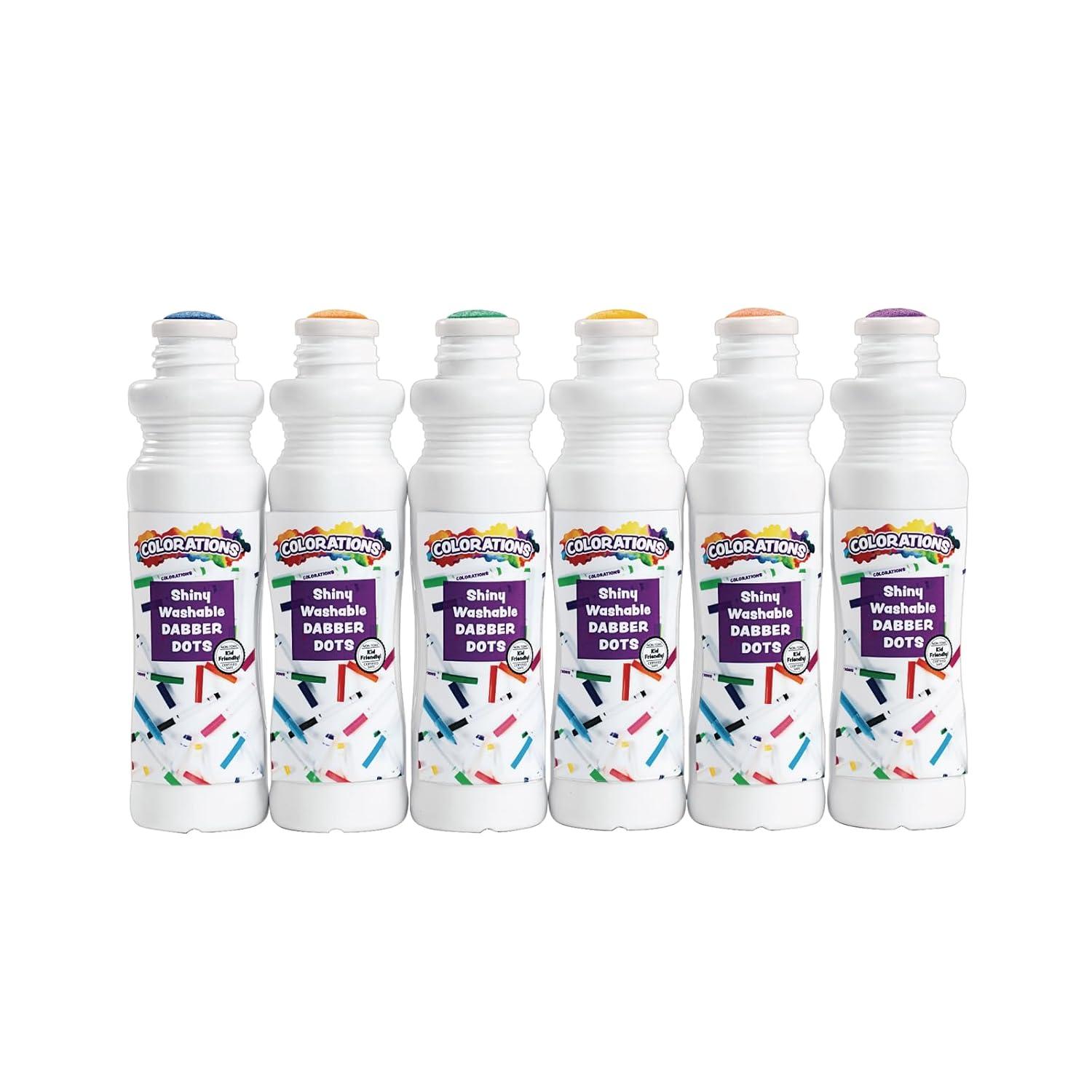 imageColorations washable Shiny Dabber Dot Markers 6 Dot Markers Washable Paint Markers Dab Markers Dot Markers Dabbers Non Toxic Markers Art Supplies Coloring