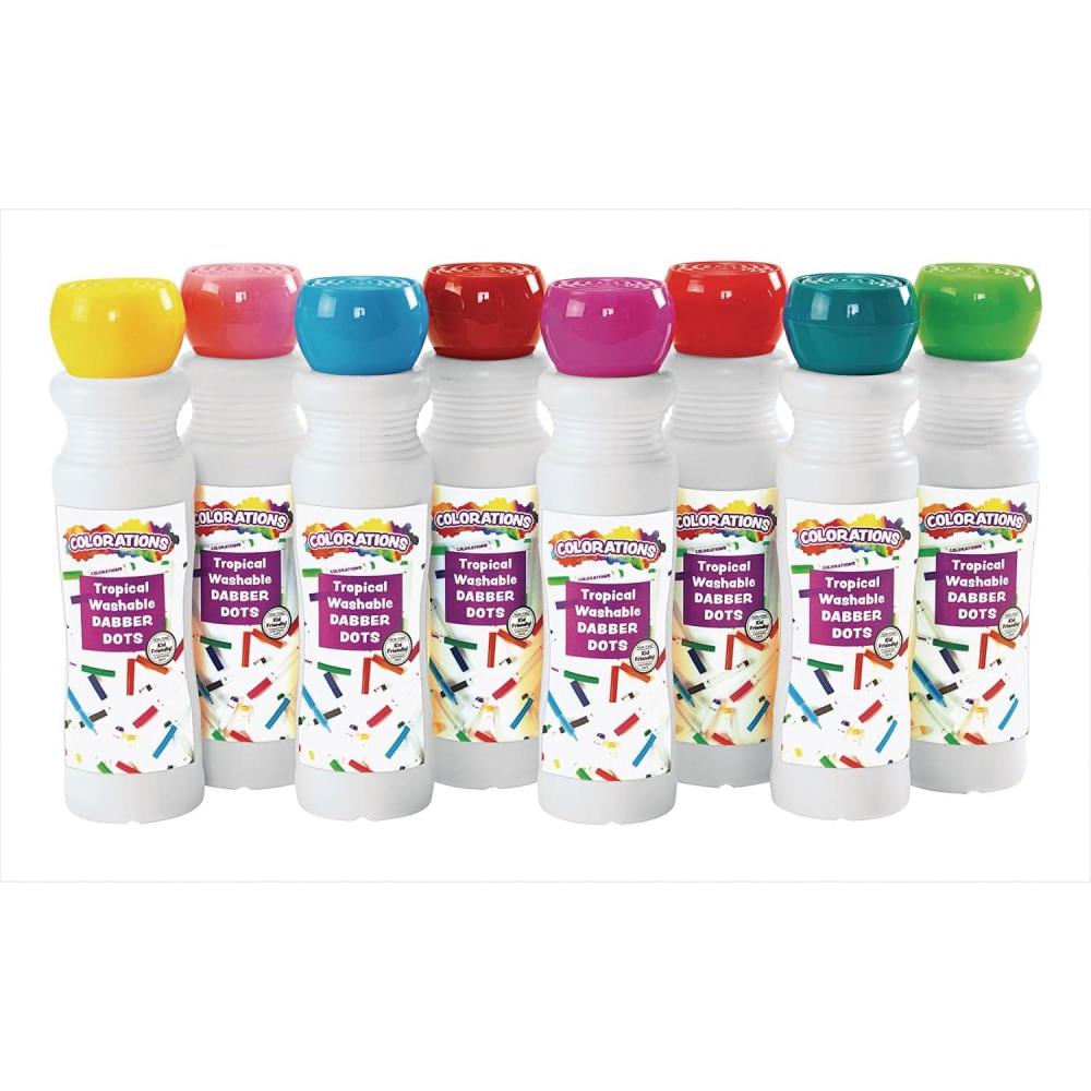 imageColorations 8 Dot Markers Dab Markers Dot Markers Dabber Washable Non Toxic Art Craft Art Supplies Coloring Drawing Preschool Bingo Daubers Dotters Tropical Color Markers for Kids
