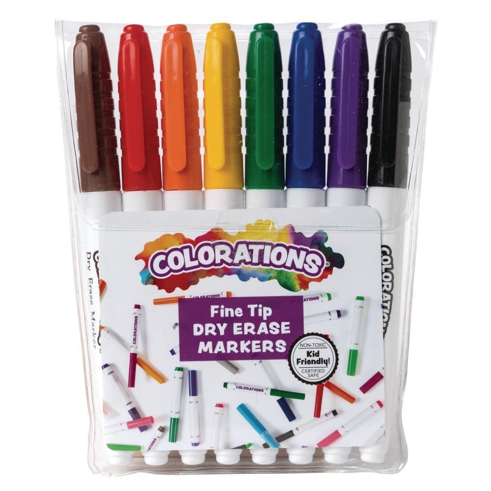 imageColorations LowOdor Colored Dry Erase FineTip Markers Set of 8 For Use on Whiteboards Glass and Nonporous Surfaces Use for Classroom Home or Office