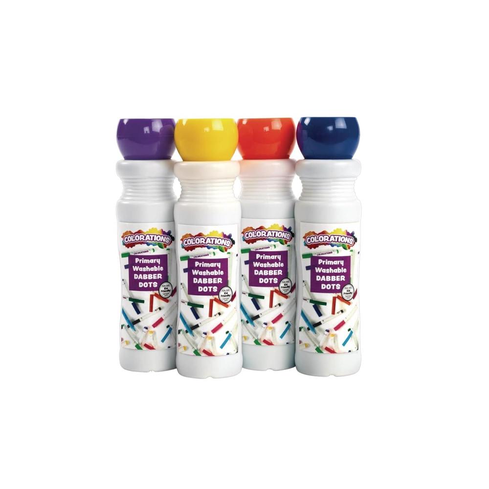 imageDot Markers Washable Dot Markers for Kids Toddlers ampamp Preschoolers 4 Colors Bingo Paint Daubers Markers 1 each Orange Yellow Purple Blue 4 Pack