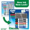EXPO Low Odor Dry Erase Marker Set with White Board Eraser and Cleaner Chisel Tip Dry Erase Markers Assorted Colors 6 Piece Set with Whiteboard Cleaner(Mixed Tips)