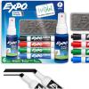 EXPO Low Odor Dry Erase Marker Set with White Board Eraser and Cleaner Chisel Tip Dry Erase Markers Assorted Colors 6 Piece Set with Whiteboard Cleaner(Chisel Tip)