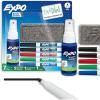 EXPO Low Odor Dry Erase Marker Set with White Board Eraser and Cleaner Chisel Tip Dry Erase Markers Assorted Colors 6 Piece Set with Whiteboard Cleaner(Fine Tip)
