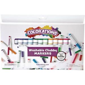 Colorations Chubby Markers, 16 Colors, Conical Tip, Coloring, Paper, Kids, Posters, Drawing, Bold Colors, Home, Classroom, School Supplies, Art Supplies, Craft Projects, Children, Gift(Assorted Set)