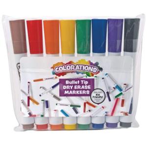 Colorations® Low-Odor Color Dry Erase Chisel Tip Markers, Set of 8 Colors, For Use on Whiteboards, Glass, and Non-porous Surfaces, Easy to Grip & Use, Ideal for School, Home, or Office Use(8 Count (Pack of 1))