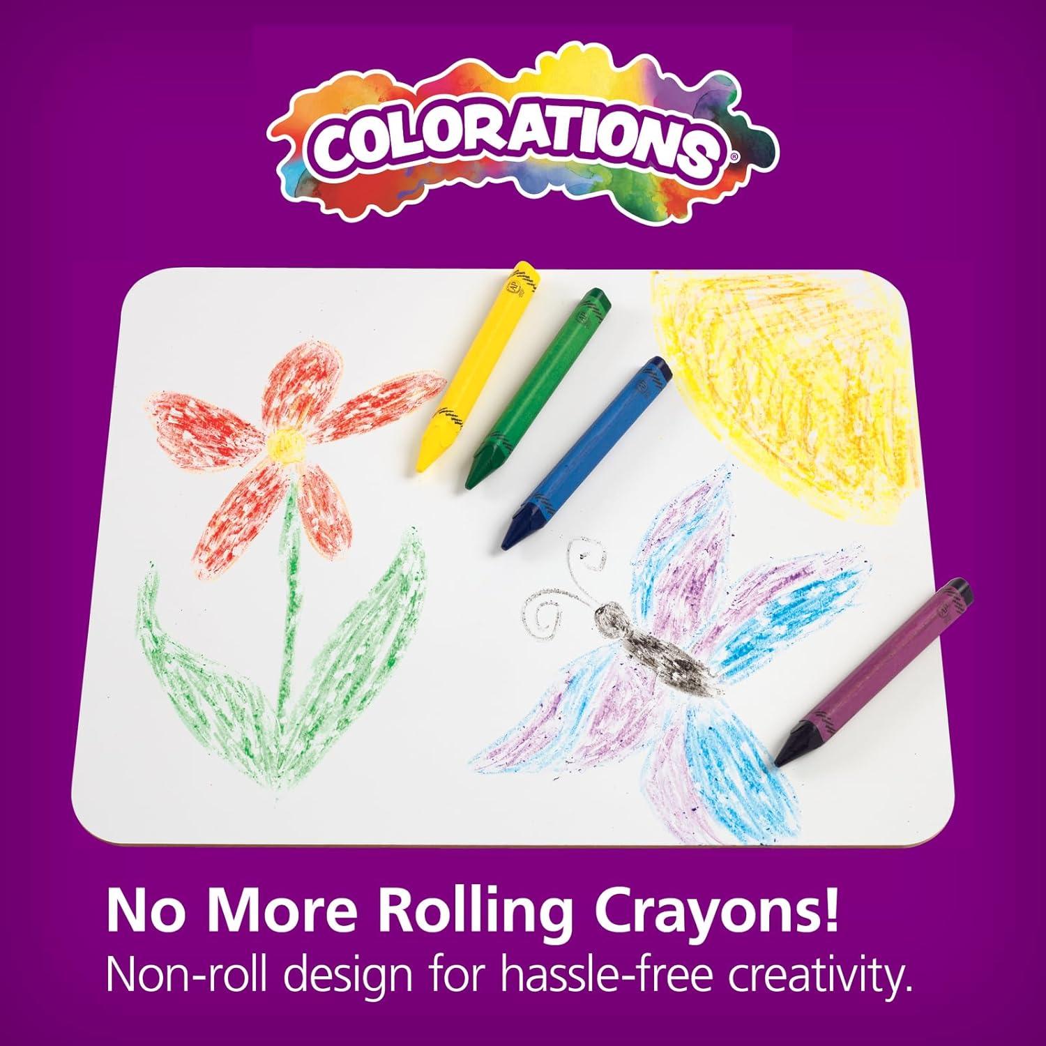 imageColorations Large Triangular Dry Erase NonRoll Crayon Classpack 8 Colors 12 of each Set of 96 Shape is Easier to hold ampamp grip Glide easily Non Toxic Crayons Kids Crayons School Supplies