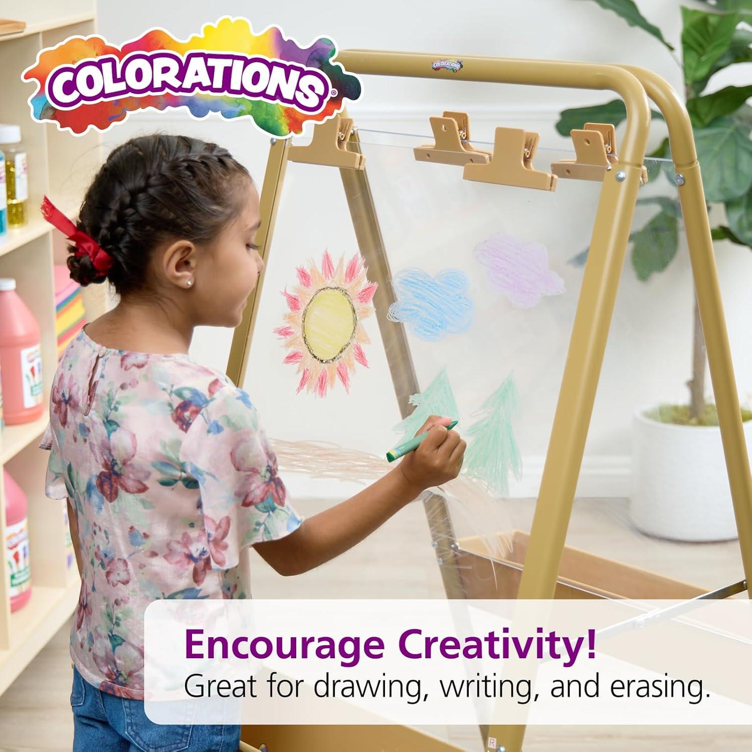 imageColorations Large Triangular Dry Erase NonRoll Crayon Classpack 8 Colors 12 of each Set of 96 Shape is Easier to hold ampamp grip Glide easily Non Toxic Crayons Kids Crayons School Supplies