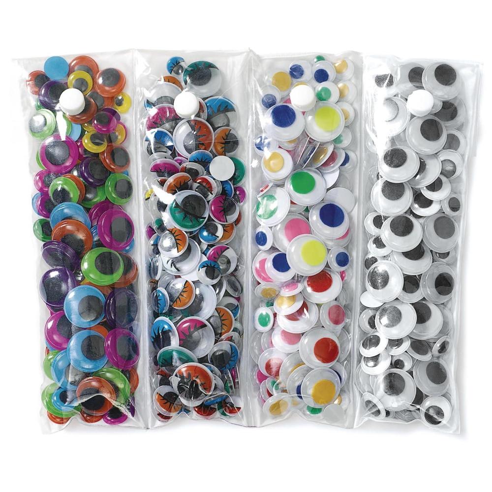 imageColorations Assorted Wiggly Googly Eyes 500 Pieces Assorted Shapes ampamp Sizes MultiColor Value Pack with Storage Arts ampamp Crafts Quality for Kids