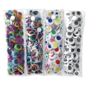 Colorations Assorted Wiggly Googly Eyes, 500 Pieces, Assorted Shapes & Sizes, Multi-Color Value Pack with Storage, Arts & Crafts, Quality, for Kids