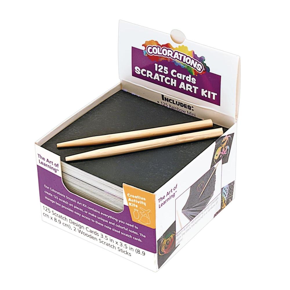 imageColorations Scratch Art Kit 125 Mini Notes Arts ampamp Crafts for Kids 325 inch x 325 inch Notes Desktop Dispenser